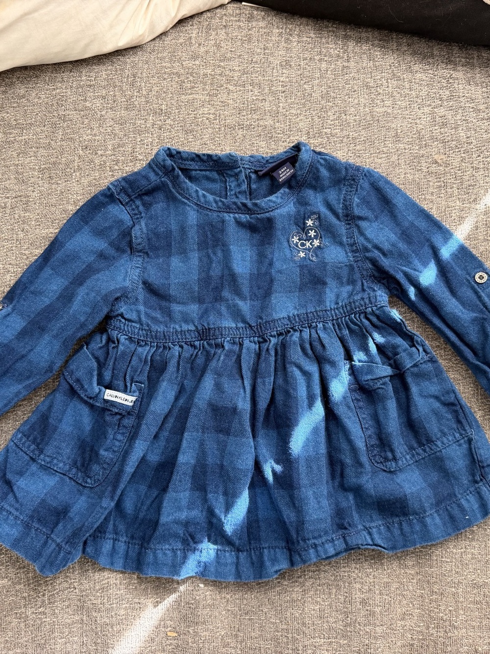 Calvin Klein Jeans Girls 2T Blue Checkered Dress